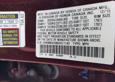 2016 Honda Cr-V Ex z USA, uszkodzony, nr VIN 2HKRM3H58GH511143